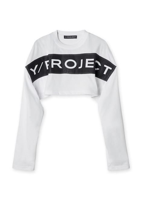 top crop scrunched donna bianco in cotone Y/PROJECT | 204TS013OPTIC WHITE